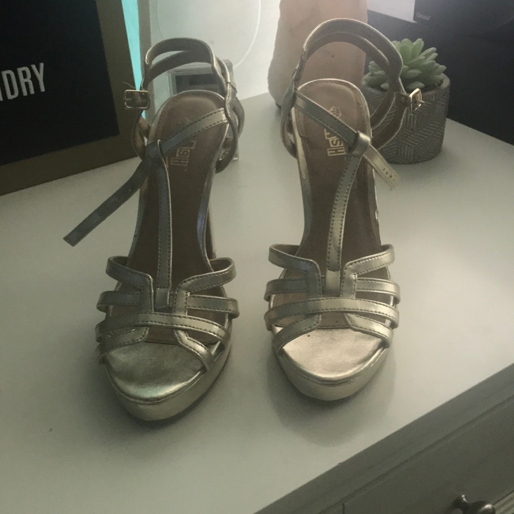 Gold high heels